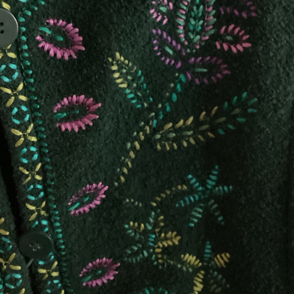 Linea by Louis Dell'Olio Green Embroidered boho hippy look coat - Picture 3 of 10